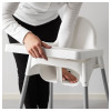 2 pezzi seggiolone sgabello Antilop Ikea bianco completo di vassoio gambe in acciaio grigio seduta