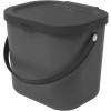 Contenitore cestino scatola nero antracite con manico per la cucina, Plastica (PP) senza BPA, da 6 Litri, 23.5 x 20.0 x 20.8 cm
