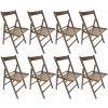 8 sedie pieghevoli in legno di faggio marrone noce