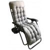 Sedia sdraio pieghevole in metallo con cuscino grigio schienale reclinabile regolabile con poggiatesta e poggia bicchieri