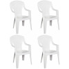 4 Pz Poltrona sedia Capri in dura resina di plastica bianca impilabile con braccioli e schienale alto