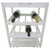 Carrello porta bottiglie da cucina in legno bianco con cassetto e ruote autobloccanti particolare porta bottiglie