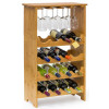 Mobile porta bottiglie cantinetta vino in legno di bambù naturale chiaro 16 posti con porta bicchieri