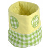Portapane a sacchetto da tavolo in stoffa verde e giallo con quadretti e decorato con mela