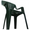 Sedia Tropea in dura plastica verde impilabile con braccioli e schienale alto dal basso