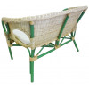 Set completo salotto in vimini bambù e rattan Mandolino chiaro naturale e verde retro divano