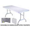 Tavolo pieghevole in PVC e metallo 183x76xH72 cm