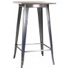Tavolo alto Bristol grigio lucido in ferro e metallo antiruggine piano in legno shabby chic con poggiapiedi