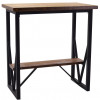 Tavolo alto in legno marrone e ferro nero con poggiapiedi 100x60h105