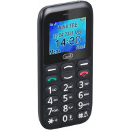 Trevi SICURO 10 Telefono per Anziani Tasti Grandi, Display LCD 1.77”, Cellulare con Funzione SOS, Ripetizione Vocale dei Numeri, Base di Ricarica, 8 Numeri Memorizzabili, Sveglia, Nero