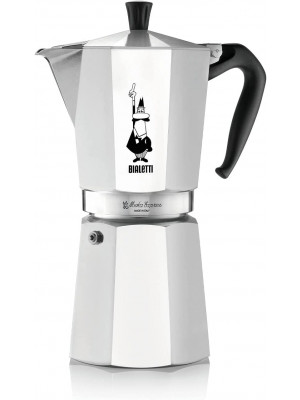 Caffettiera moka macchinetta per preparare il caffè Bialetti Express grande in acciaio grigio capacità 18 tazze