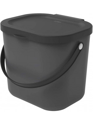 Contenitore cestino scatola nero antracite con manico per la cucina, Plastica (PP) senza BPA, da 6 Litri, 23.5 x 20.0 x 20.8 cm
