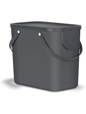 Mastello nero antracite per raccolta differenziata Plastica (PP) senza BPA,  da 25 Litri, 40.0 x 23.5 x 34.0 cm