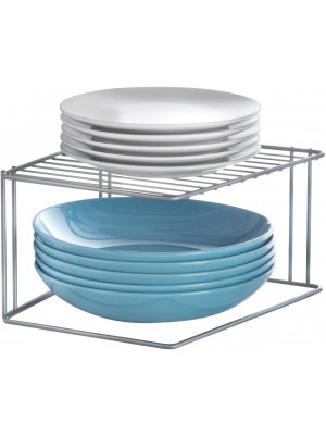 Mensola angolare porta piatti in acciaio grigio per lavello cucina