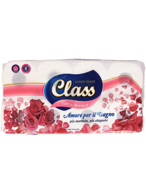 8 Pezzi maxi rotoli carta igienica Class 3 veli in pura cellulosa