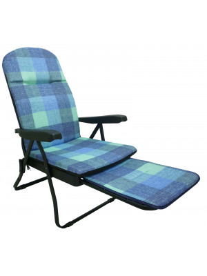 Poltrona sedia sdraio in metallo imbottita con poggiapiedi schienale regolabile reclinabile per casa salotto prendisole balcone 