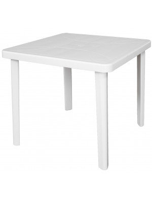 Tavolo quadrato 80x80 Nettuno in dura resina di plastica bianco con foro per ombrellone