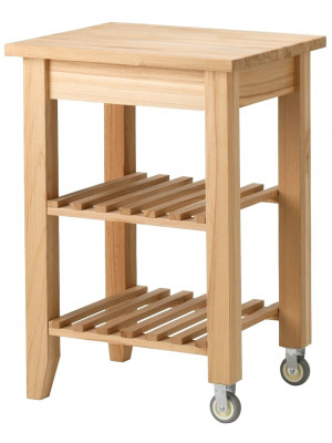 Carrello da cucina Ikea Bekvam in legno massello di faggio con 2 ruote e 2 ripiani 58 x 50 cm