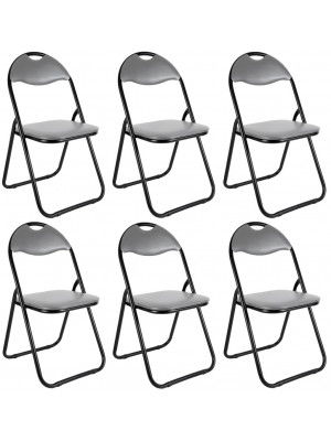 6 sedie sedia poltrona pieghevole grigia in ferro e metallo imbottita per sala attesa cucina salotto campeggio bar ristorante catering