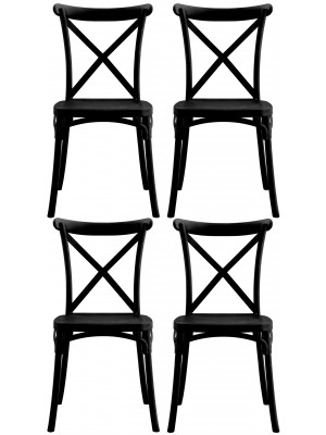 4 Pz Poltrona sedia Cross in dura resina nera antracite impilabile