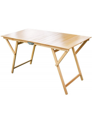 Tavolo tavolino pieghevole in legno di faggio naturale 70x140 cm campeggio casa