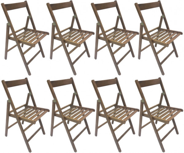 8 sedie pieghevoli in legno di faggio marrone noce