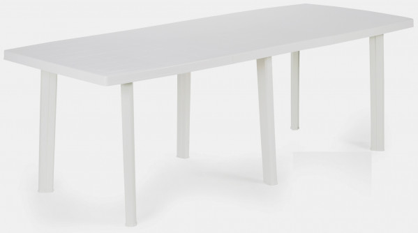 Tavolo tavolino rettangolare grande in resina di plastica bianco da giardino