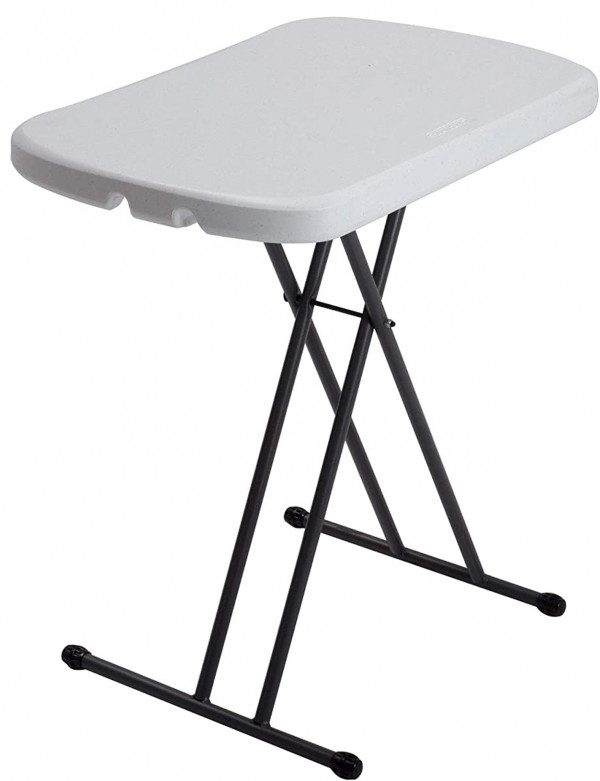 Tavolo Tavolino pieghevole richiudibile in dura resina bianco altezza  regolabile rettangolare